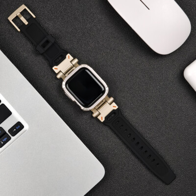 PC+TPU Case Cover For Apple Watch Ultra 3 11 10 98765 Metal+Silicone Band Strap