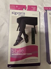 Sigvaris 20-30 MMHG Compression Knee High 832C Microfiber Womens Graphite Argyle