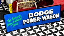 Lg 36 Hand Painted Metal Vintage Dodge Power Wagon 4x4 Truck Garage Shop Sign Lg 36 Hand Painted Metal Vintage Dodge Power Wagon 4x4 Truck Garage Shop Sign