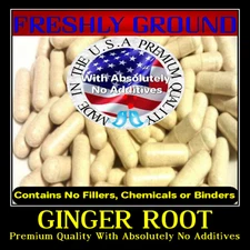 GINGER ROOT With Absolutely No Additives Powder High Potency 100 Veg Capsules