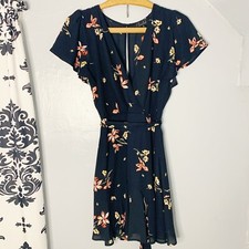 Francescas Black Floral Wrap Dress