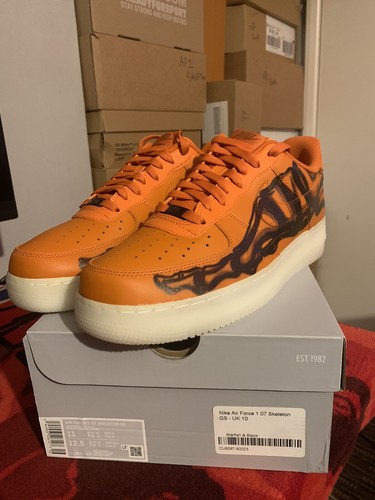 Nike Air Force 1 SCHELETRO ARANCIONE Uk10 LOTTO | eBay
