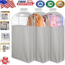 3-Pack 10" Gusset Hanging Garment Bags with Clear Window for Closet Organization