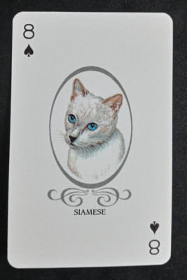 Cat Lovers Playing Card Red Back Siamese 8 Spades