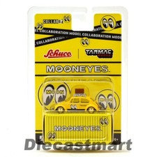 VW Escarabajo Tarmac Works x Schuco 1:64 con portaequipajes y equipaje Mooneyes T64S-006-ME1