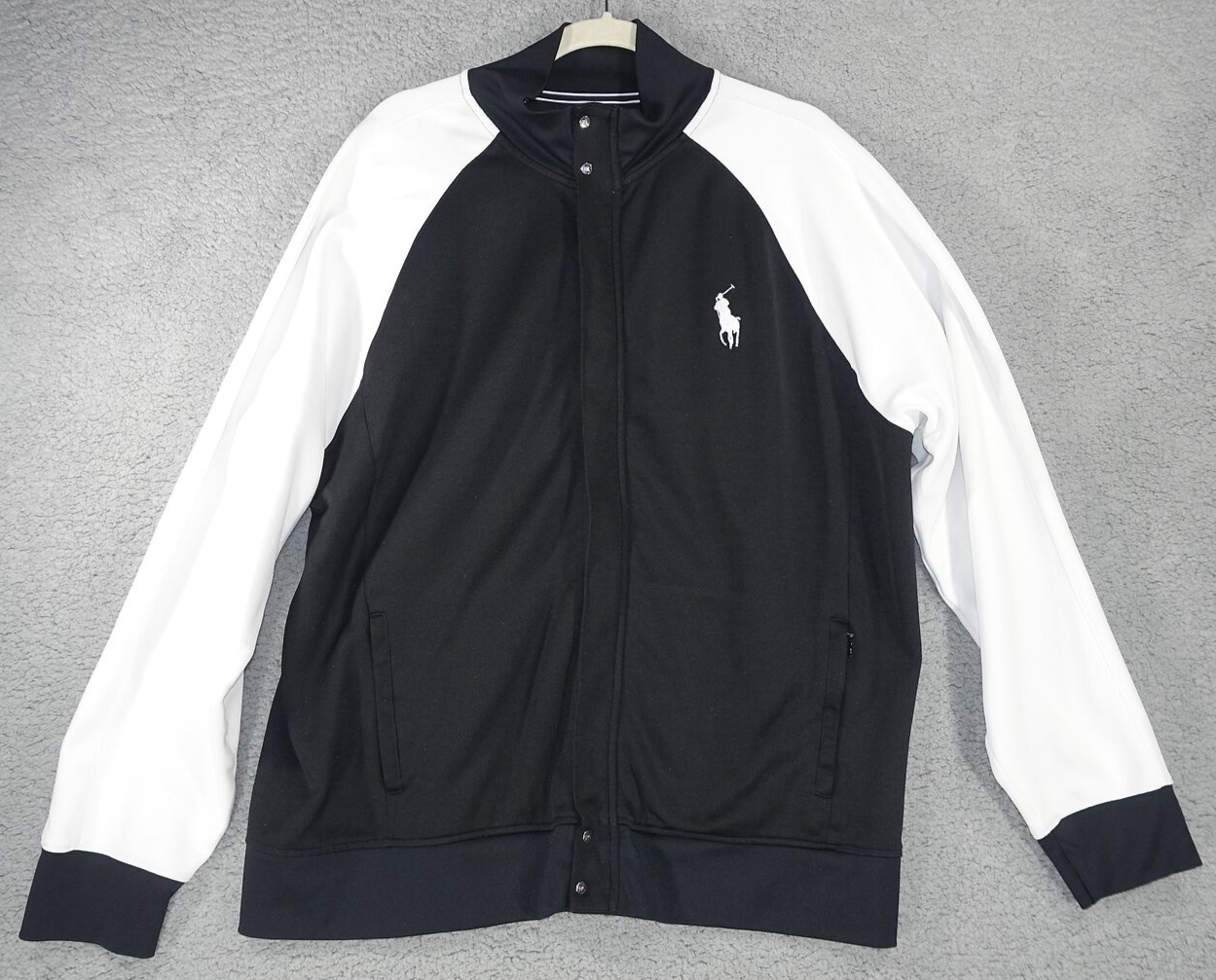 Polo By Ralph Lauren Big Pony Extra Large XL Nero Bianco Giacca Full Zip