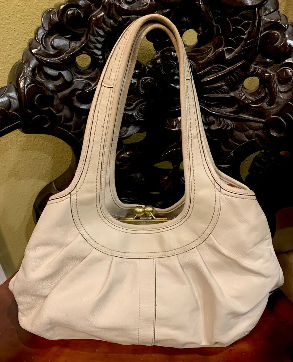 Vintg.Coach Ergo 12248 Ivory Medium-Large Pleated Kisslock W Vintg.Coach Ergo 12248 Ivory Medium-Large Pleated Kisslock W