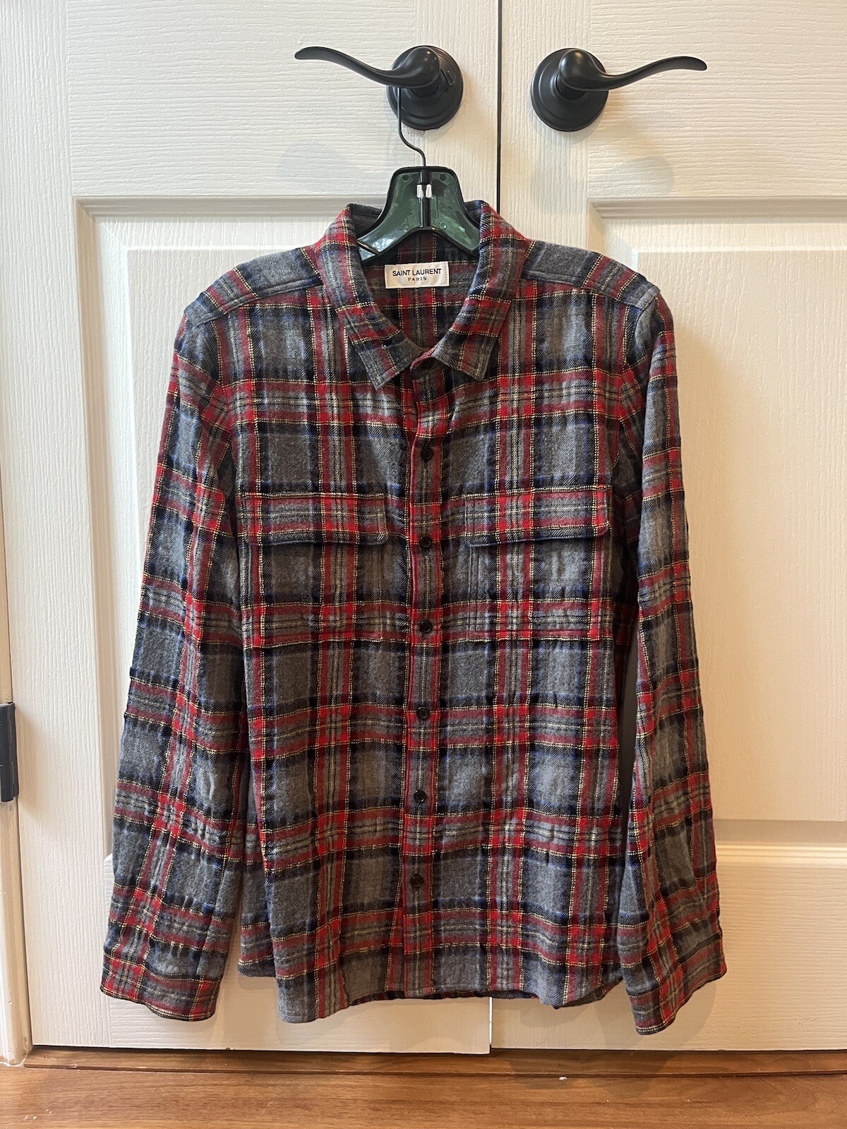 Camicia classica western da uomo Saint Laurent lana da uomo cotone