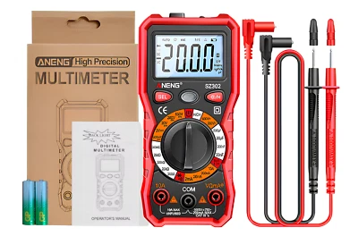 Multimetro Digitale Tester ANENG SZ302 ROSSO con Puntali