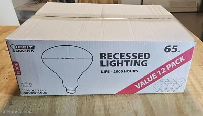 FEIT ELECTRIC Feit BR 40 65W Indoor Flood Light Bulbs White Pack of 12 Alt To Phillips Brand
