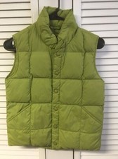 Lands end boys 7-8 down Puffer Vest green snap up