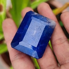 Natural 230.15 Ct Emerald Shape Certified African Blue Sapphire Loose Gemstone