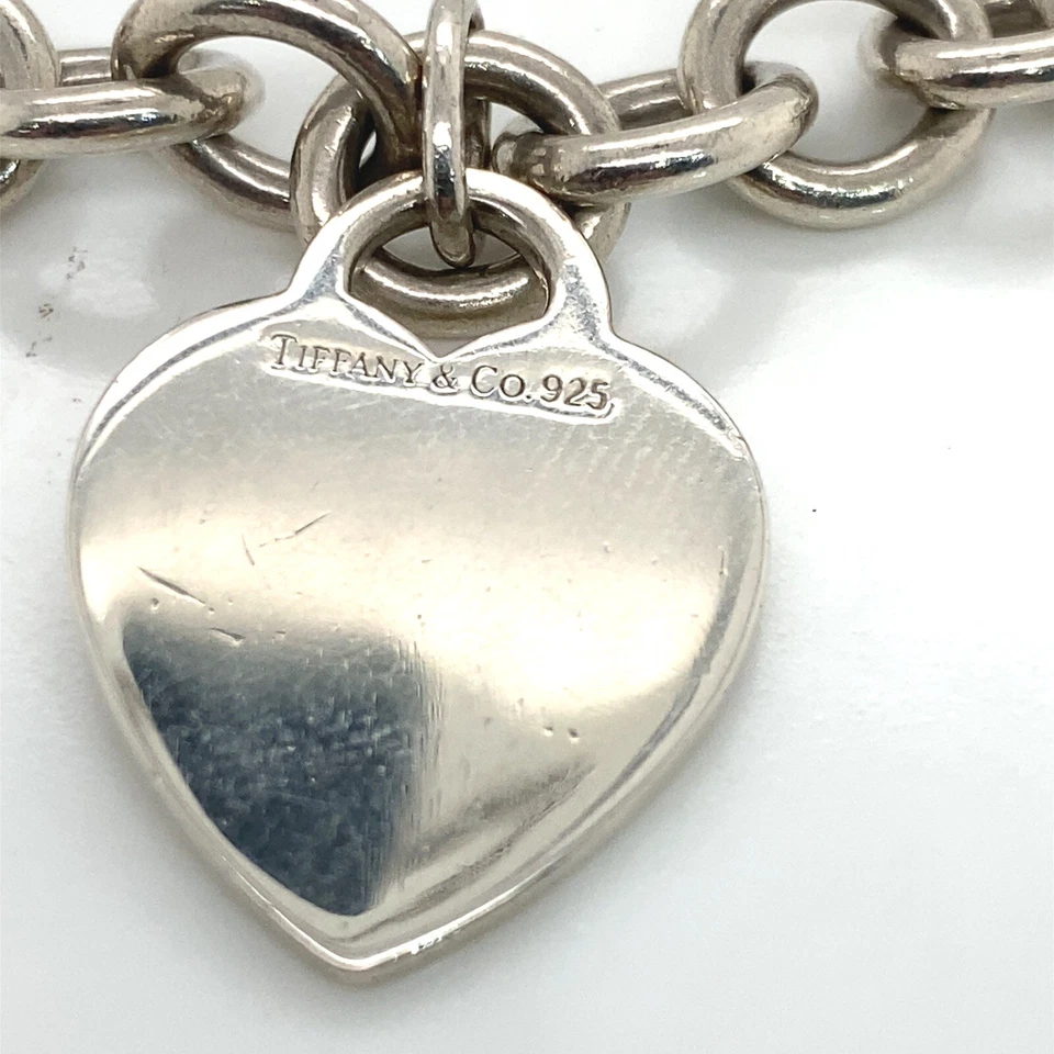 Tiffany & Co Corazón Collar Eslabones Diseño, Plata 925, 16 pulgadas. Foto 3 de 3