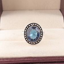 London Blue Topaz Gemstone 925 Sterling Silver Handmade Jewelry Ring Gift
