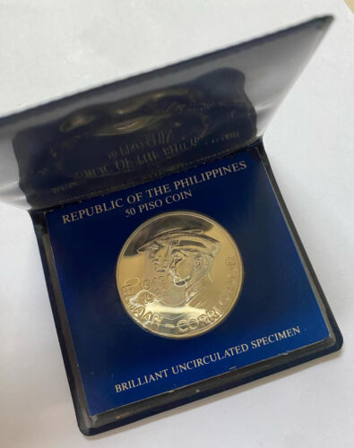 1982 Philippines SILVER 50 Piso Coin Bataan Corregidor 40th Anniversary SEALED - Picture 3 of 7