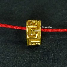 18k Solid Yellow Gold 6mm Fancy Spacer Finding Hefty Bead 3mm Large Hole