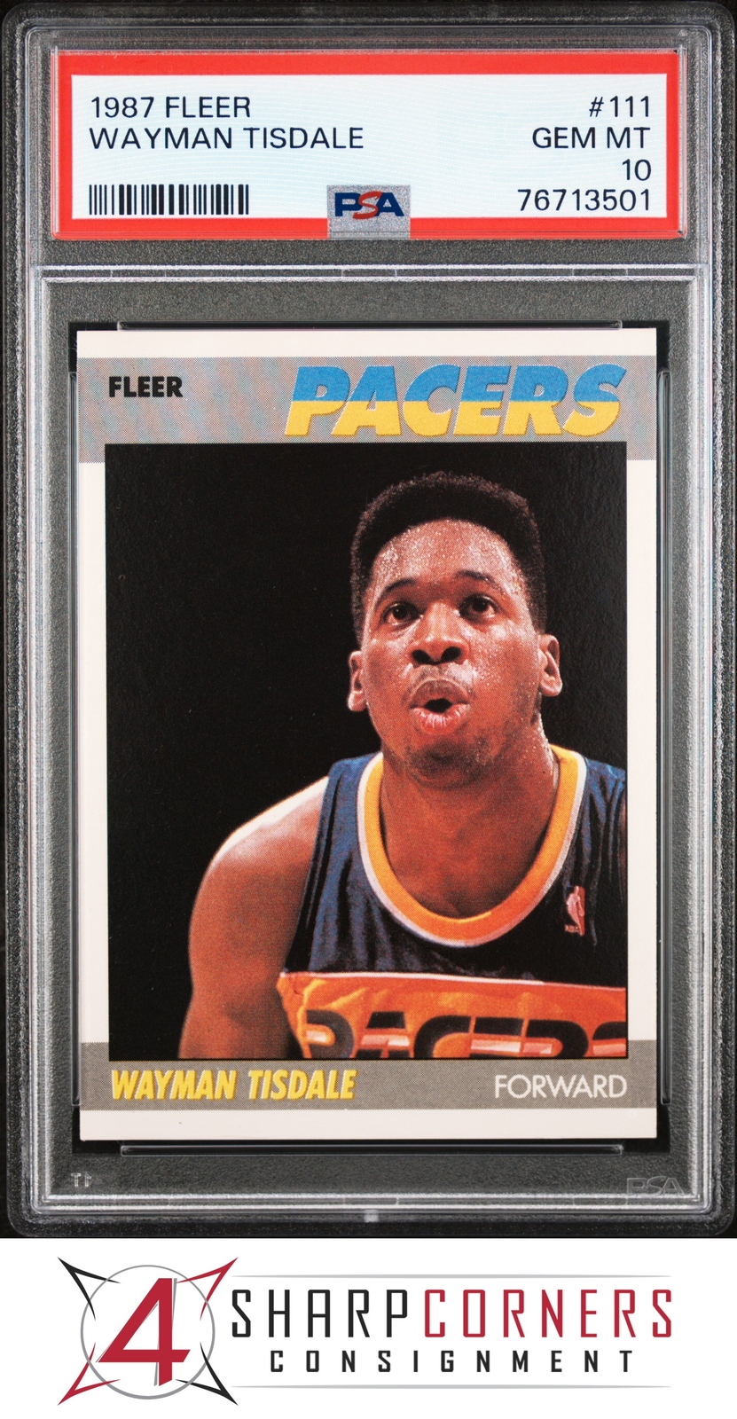1987 FLEER #111 WAYMAN TISDALE PACERS PSA 10