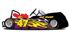 Yellow Flames Go Kart Side Wrap And Numbers Decals Kit Go Kart Wraps