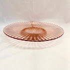 VTG Pink Carnival Depression Pedestal Serving Plate 3/4"Pedestalx12"Diax1 1/4"H