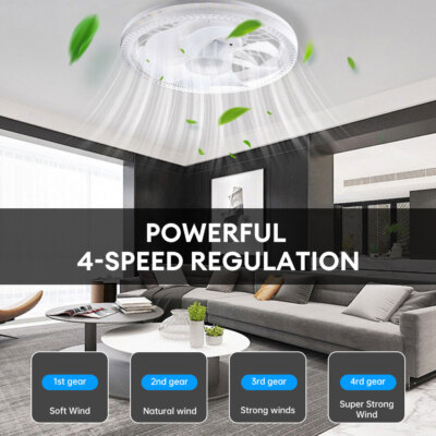 Ceiling Fan with Light Low Profile LED Flush Mount Ceiling Light 3-Speed +Remote