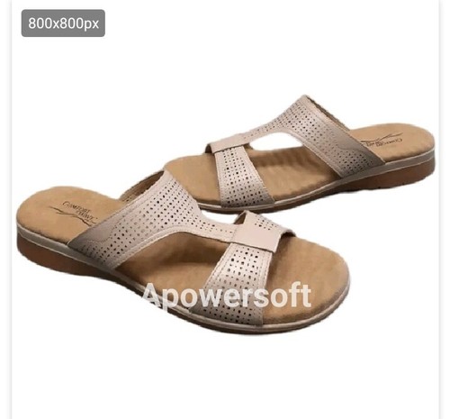 Easy Street Women's Open Toe Slide Sandal/ Leather Upper/ Taupe Size 9 - - Picture 4 of 5