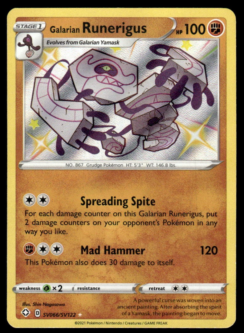 Pokemon TCG Shining Fates #SV066/SV122 Galarian Runerigus NM