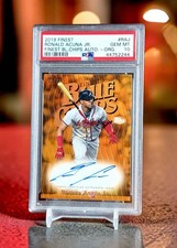 Ronald Acuna Jr PSA 10 Auto Orange Refractor /25 Topps 2019 Finest Blue Chips
