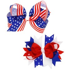 EVKILKJS American Flag Hair Bow Clips for Girls Women 2Pcs 4th of July
