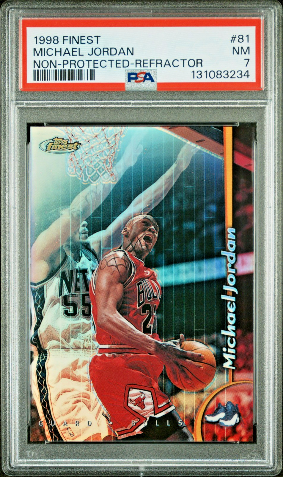 1998 FINEST NON-PROTECTED REFRACTOR DUAL #81 MICHAEL JORDAN SSP PSA 7 NEAR MINT