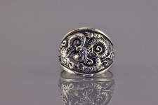 Sterling Silver 18mm Coiled Snake Viper OM Symbol Band Ring 925 Sz: 7