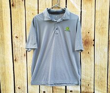 John Deere Ahead Gray Short Sleeve Polo Shirt Men's Large L Casual Golf