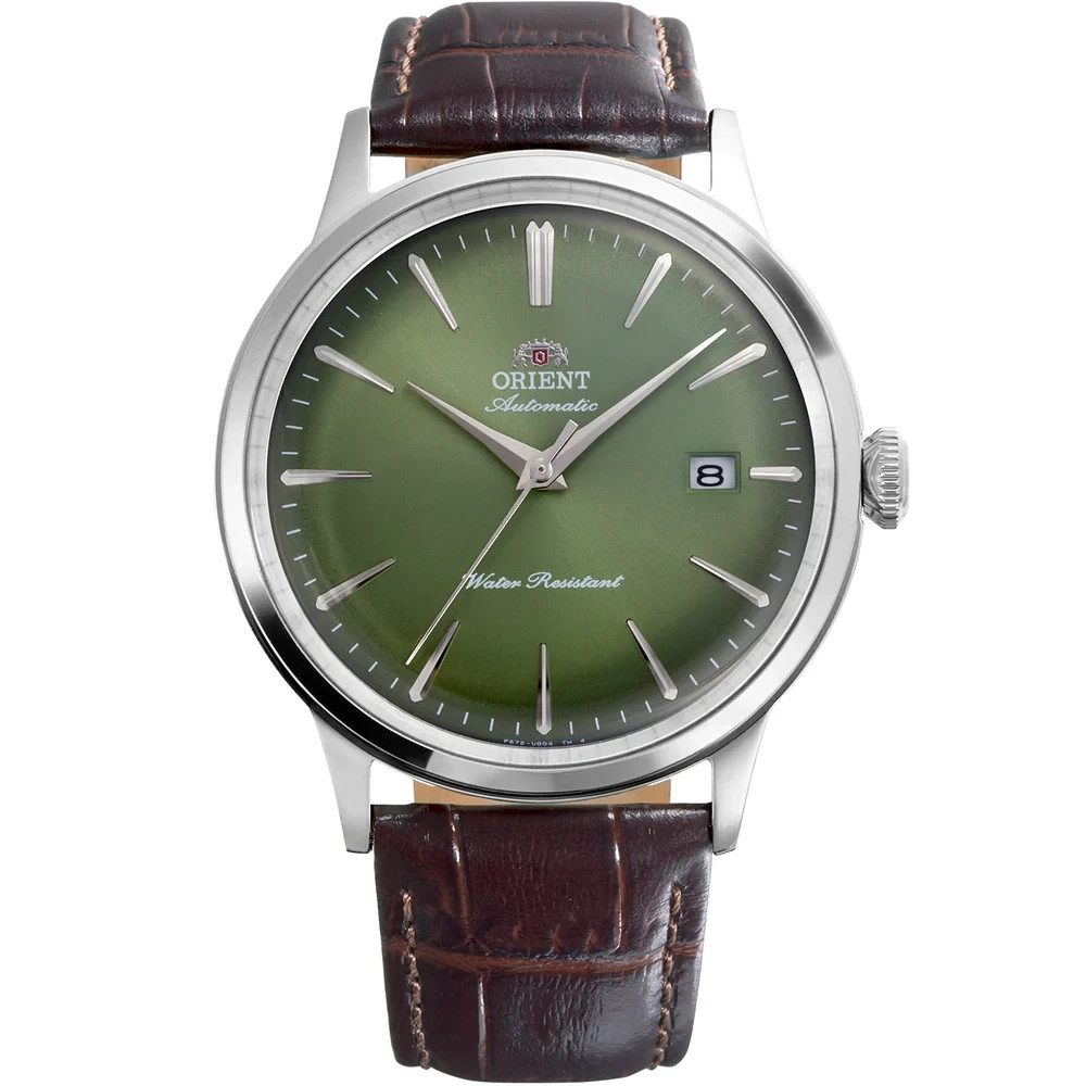 Orient Men's Watch RA-AC0029E30B Bambino Vintage Green Dial Leather Strap 30M