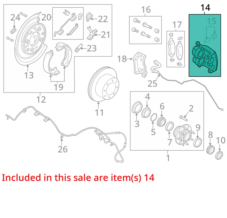 Pinza de freno trasera izquierda para Ford F-350 Super Duty 2008-2012 ZQC49 Foto 2 de 3