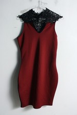 Ayanapa Womens Lace Trim Bodycon Dress - Red Black - Size 14 (i15)