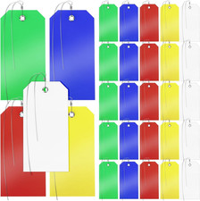 100 Pcs Plastic Tags with Wire for Labeling, 5 Colors Hanging Shipping Tags Bulk