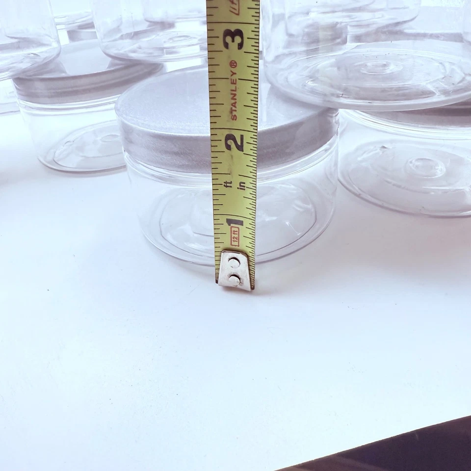 25 Clear Plastic Jars with Silver Lids for Cosmetics Salves Lot 3oz - Image 3 of 3