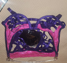 Escante Sheer Lace Bralette Bra Set S Purple/Pink Wireless 55153H