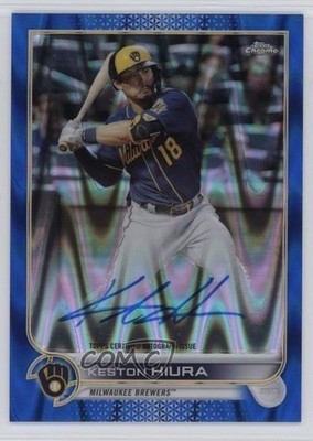 2022 Topps Chrome Veteran Blue RayWave Refractor 89/150 Keston Hiura Auto 1u5y