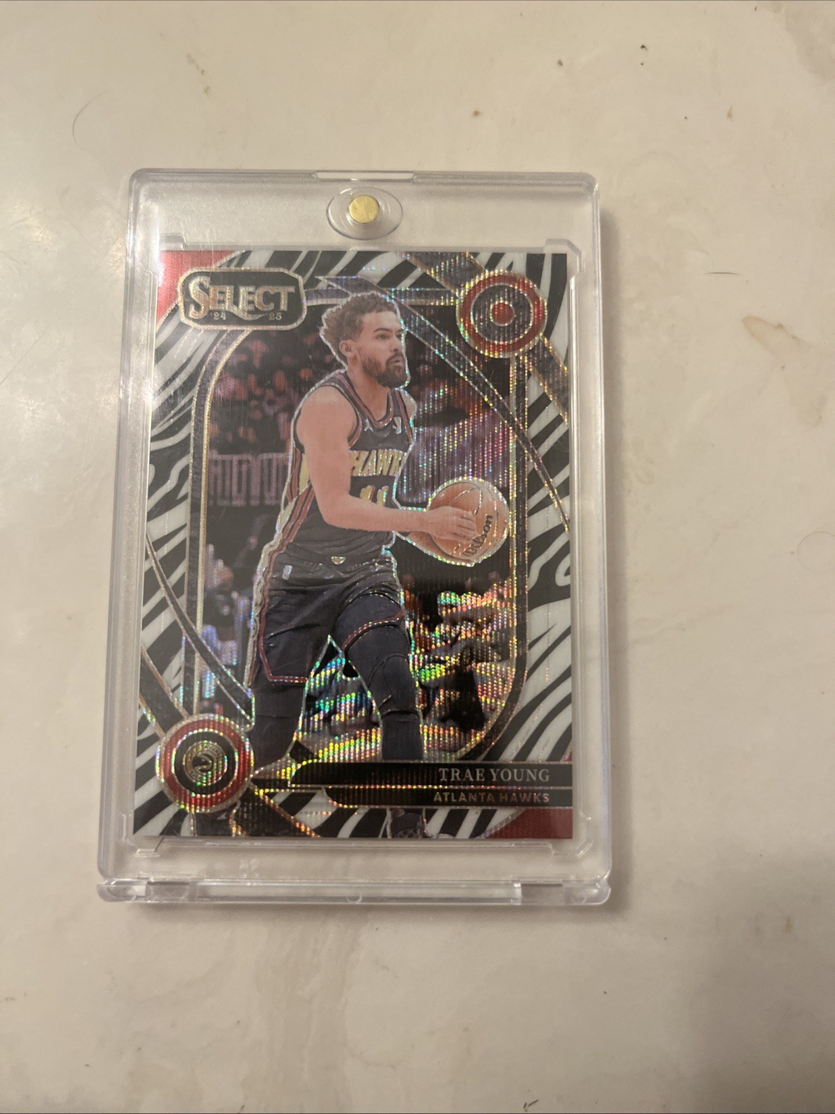 2024-25 Panini Select - Courtside Trae Young #223 Zebra Prizm Case Hit SSP