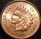 1909 Indian Cent Gem BU Uncirculated Red/Brown