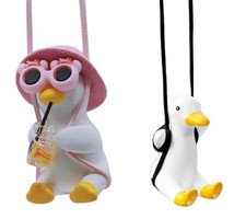 2Pcs Cool Swinging Duck Car Ornament   Cute Rearview Mirror Hanging Accessory,