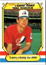 1987 Fleer Award Winners Mike Webster #41 Montreal Expos Baseball Card