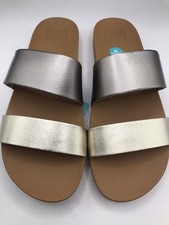 WOMEN'S REEF METALLIC MULTI CUSHION VISTA SLIDE BEACH/POOL SANDALS SIZE 9 NWT