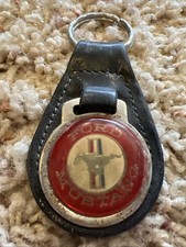 Vintage Ford Mustang Car Red Keychain Key Fob Holder signs of age from sitting