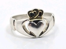 Beautiful Vintage Sterling Silver 925 Irish Claddagh Heart Ladies Ring Size 8