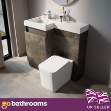 Toilet and Sink Vanity Unit 900mm Metallic Brown Left Hand Bathroom Sink Unit