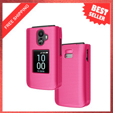 Cell Phone Basic Case, Grid Texture, TCL Flip 3, Slim Hard Shell, Hot Pink