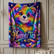 Rainbow Bear Personalized Coral Fleece Blanket
