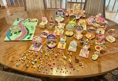 Polly Pocket Vintage 1:24 Mixed Set Lot Dollhouse Playsets Dolls Animals + Acc