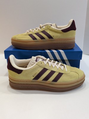 Adidas Gazelle Bold Sneakers Almost Yellow Maroon IF5937 Women's US Size 9.5